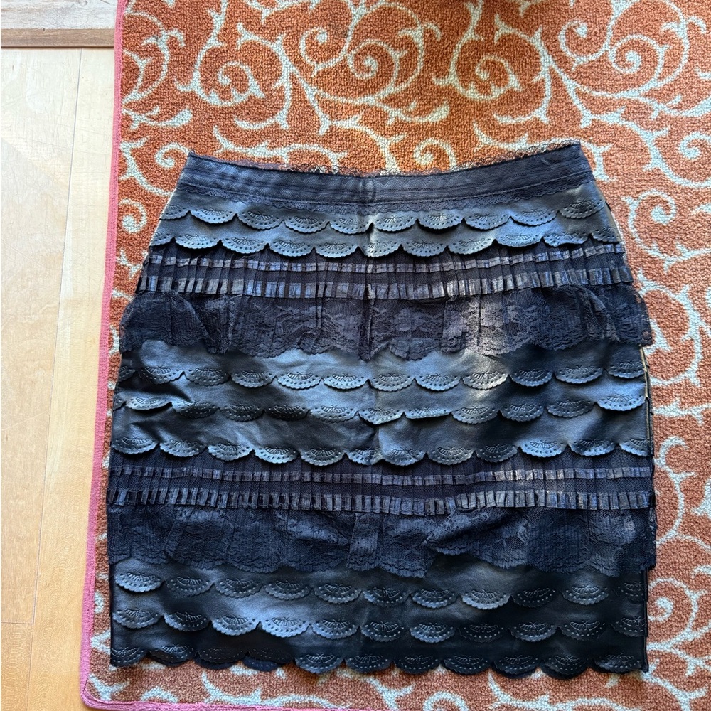 Endless rose Black leather and Lace Skirt